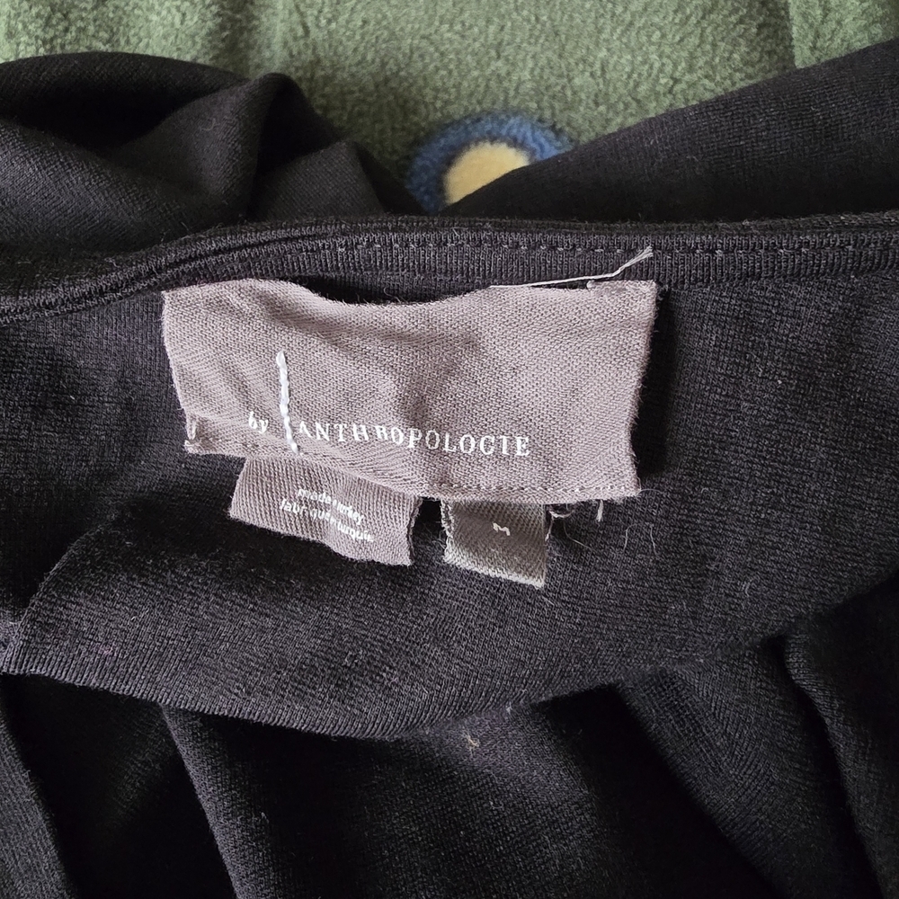 Anthropologie Black Faux Leather Sleeve Top Size Medium - Picture 5 of 5